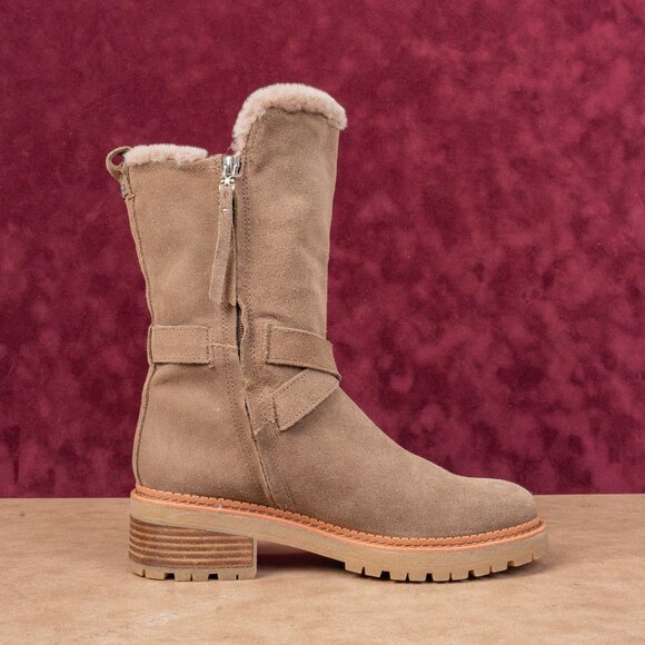 Sam Edelman Women Jailyn Taupe Waterproof Suede Plush Lined Zip Lug Boots sz 7.5 - Picture 8 of 8